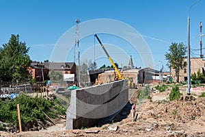 Construction of the road. Construction of the bridge. Countryside