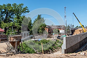 Construction of the road. Construction of the bridge. Countryside