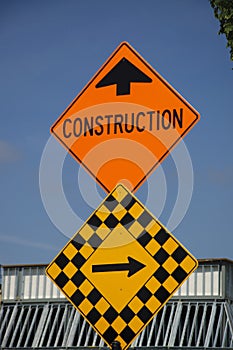 Construction road sign