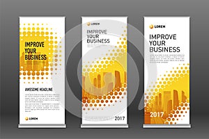 Construction roll up banners design templates set