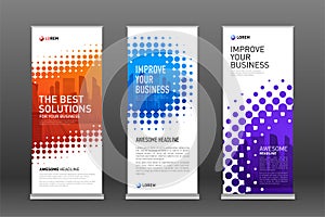 Construction roll up banners design templates set