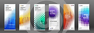 Construction roll up banners design templates set