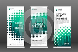 Construction roll up banners design templates set