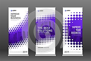 Construction roll up banners design templates set