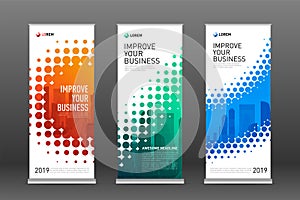 Construction roll up banners design templates set