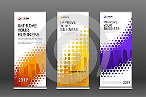 Construction roll up banners design templates set