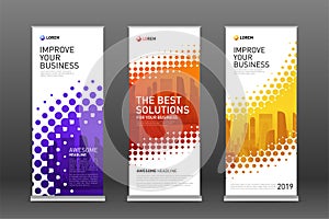 Construction roll up banners design templates set