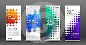 Construction roll up banners design templates set