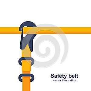 Construction safety belt. Seat belt fastened to the pipe