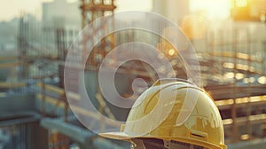 Safety Helmet at Construction Site.AI generated image