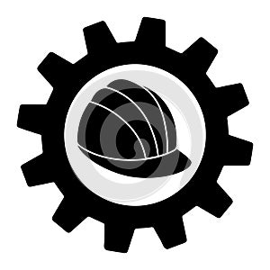 Construction safety work helmet line style icon in gear