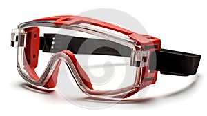 Construction saw and safety goggles