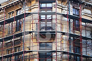 Construction scaffold on a historic building photo