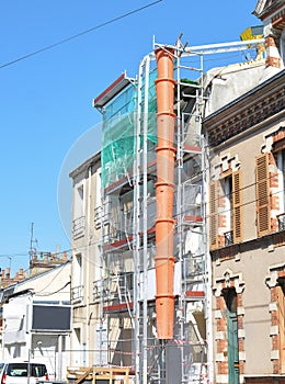 Construction scaffolding of a building Renovation.