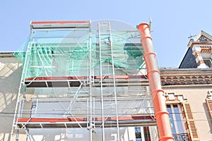 Construction scaffolding of a building Renovation.