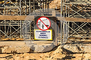 Construction scaffolding built under an overpass over the highw