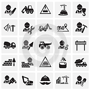 Construction set on squares white background