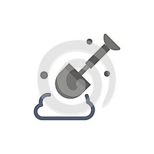 Construction, Shovel, Tool  Flat Color Icon. Vector icon banner Template