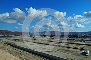 Construction site against a blue sky