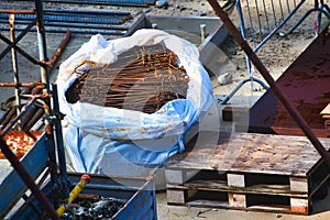 Construction site with armor. of iron for reinforced concrete building use