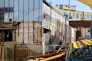 Construction site background. Hoisting cranes and new multi-storey buildings. construction work concrete Uzhhorod