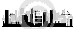 Construction site black silhouette vector illustration