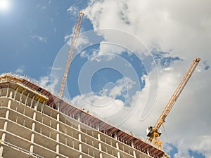 Construction site, blue sky