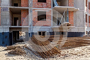 Construction site of a brick house