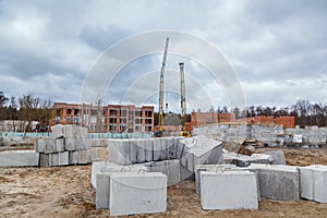 Construction site of a brick house