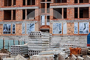 Construction site of a brick house