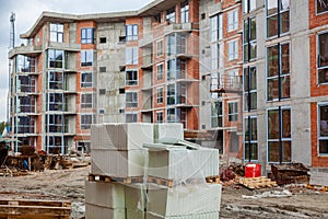 Construction site of a brick house