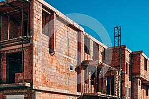 Construction site, building large two story residential house