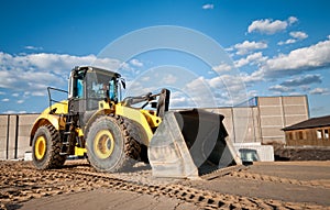 Construction site bulldozer