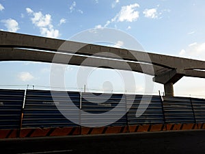 A construction site of Cairo Monorail which is a two-line monorail over road rapid transit system currently under construction