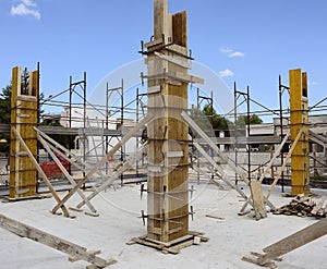 Construction site - Carpentry concrete structure Formwork for pi