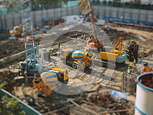 Construction site with cement mixer truck Building Industrial