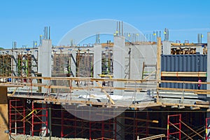 Construction site concrete beams structure workplace business industry