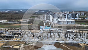 Construction Site, construction crane, architecting with aerial view
