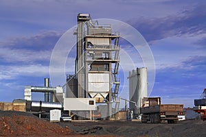 Construction site. Construction of a plant for the production of asphalt