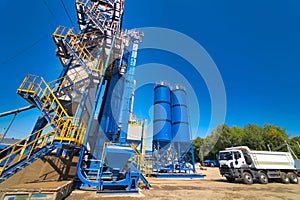 Construction site. Construction of a plant for the production of asphalt.