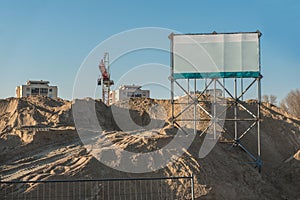 Construction site with copy space sign