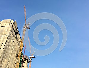 Construction Site at The Corner in Sunny Day with Clear Sky as Space to input Text used as Template