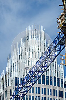 Construction site crane in a big city