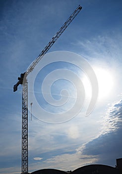 Construction site crane and blue sky