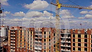 Construction site with crane and building