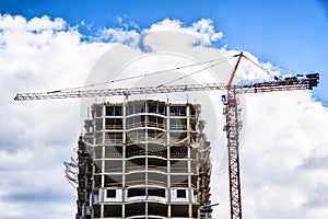 Construction site. Crane and building