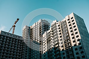 Construction site with crane and building