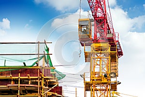 Construction site crane close-up