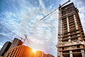 Construction site with cranes