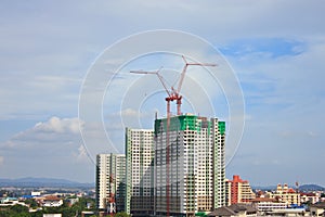 Construction site with cranes